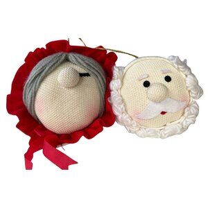 Interfun Lot of 2 VINTAGE 1984 Mr. and Mrs. Claus Christmas Yarn Ornaments-READ